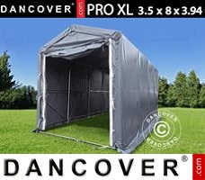 Tält garage 3,5x8x3,3x3,94m, PVC, Grå