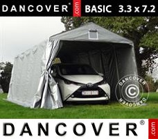 Tält garage 3,3x7,2x2,4m PE, Grå